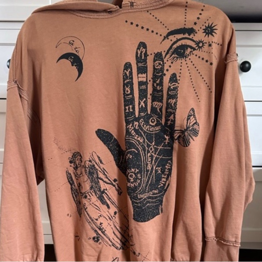 Urban outfitters palm reading graphic hoodie